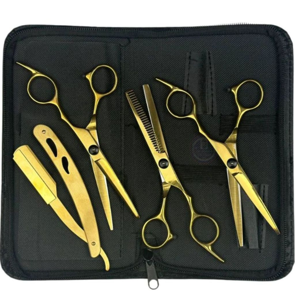 Kit 3 Tesoura de barbear profissional Tesoura de rosqueamento adequada para cabeleireiro/barbeiro 4.92 Prata
