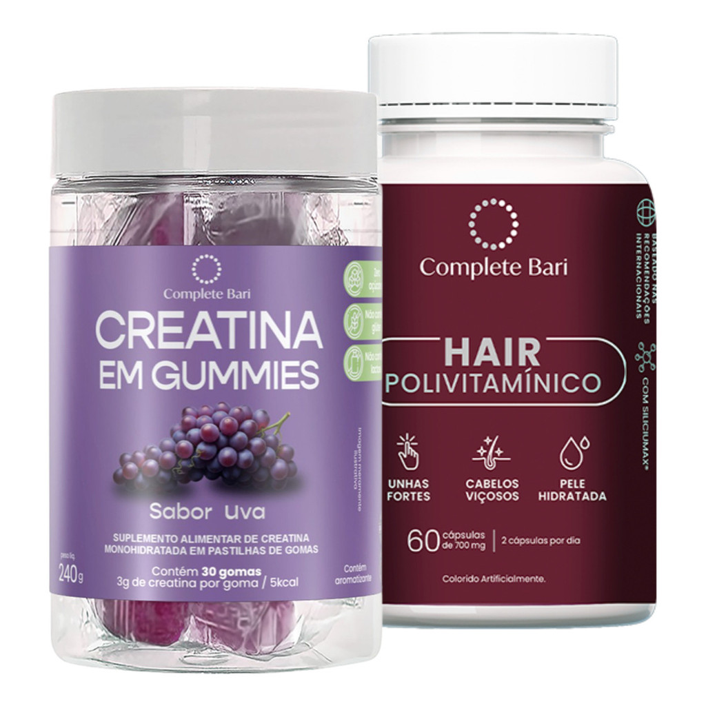 Kit Creatina Gummies + Multi Hair Biotina B12 Complete Bari