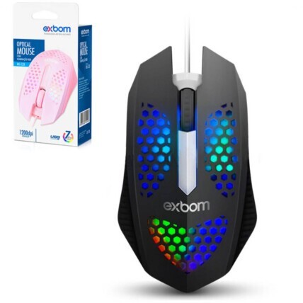 Mouse Gamer Óptico Usb Ultraleve Colmeia com Led RGB