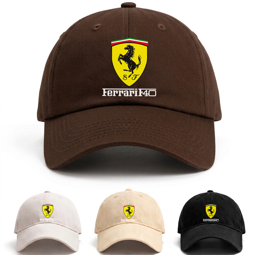 Boné Masculino Ferrari F40 Supercar Classic Car Culture Racing Marrom Streetwear Ajustável Casual Verao Confortavel