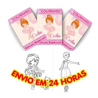 Lembrancinha Bailarina Revistinha de Colorir Personalizada Nome Idade Festa Infantil