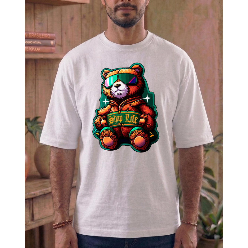 Camiseta Estampada Bear Green Personalizada Oversized Streetwear