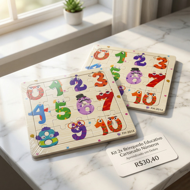 Kit 2x Brinquedo Educativo Cartonado Numeros Aprendizado Divertido Infantil Presente Pedagogico