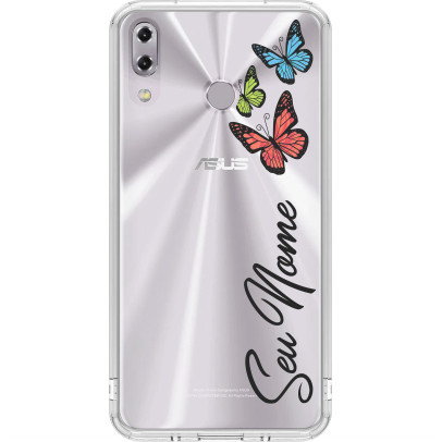 Capa Capinha Para Asus Zenfone 5 2018 (ZE620KL) Personalizada - Borboletas com Nome