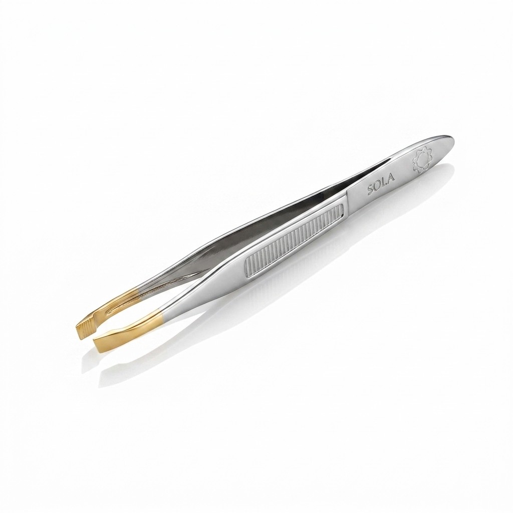 Pinca Chanfrada Profissional Sobrancelha Aco Inox Cromada Design Cilios Estetica Depilacao Fios Luxo