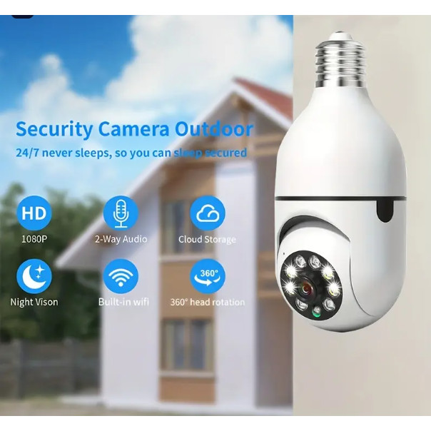 Câmera de Segurança Lâmpada Wi-Fi 360° Full HD Visão Noturna Espiã Residencial Bivolt