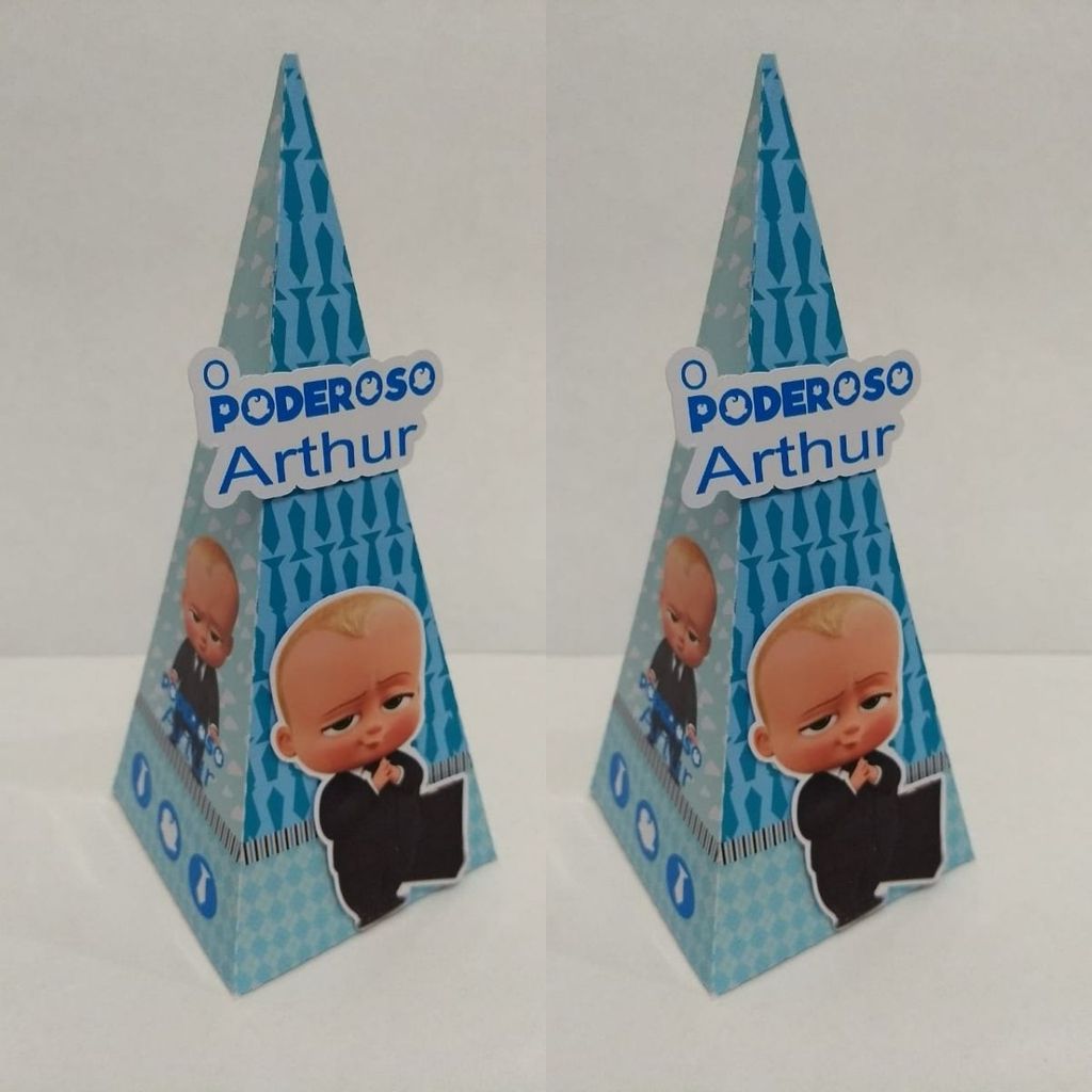 Caixa Pirâmide Personalizada | Caixa Cone | Lembrancinha para Festa | Envio Rápido | O Poderoso Chefinho