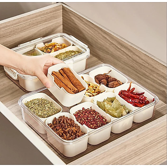 Pote Acrílico Luxo Multiuso Com 4 Ou 8 Divisórias Para Frutas Legumes Carnes E Ovos Transparente  Oito pontos