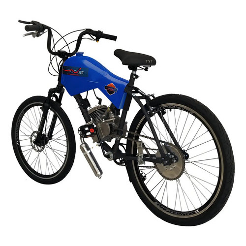 Bicicleta Motorizada Rocket Spitfire 100cc Com Carenagem Cor Azul Safira