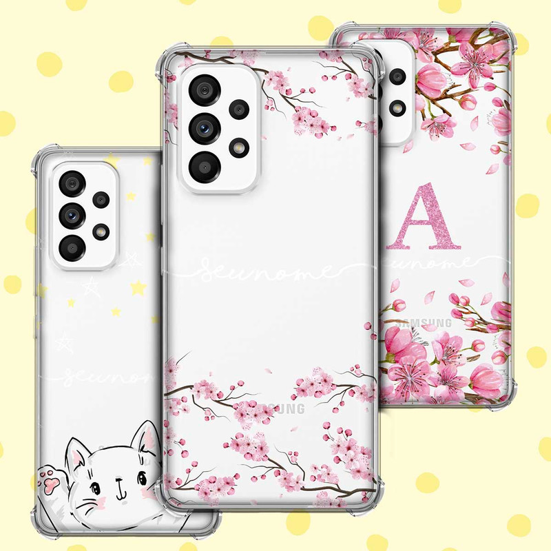 Capa Capinha - Samsung Galaxy A53 - Transparente Personalizada Nome Inicial Letra Anti-Impacto