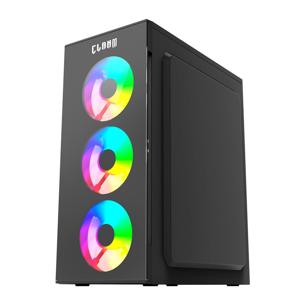 Gabinete Gamer Clanm Smog Mid Tower Vidro Temperado 3 Fans RGB ATX Micro-ATX Mini-ITX Preto