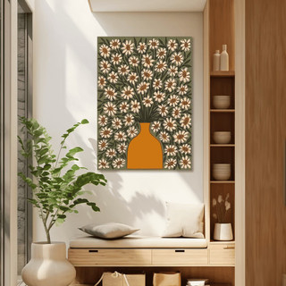 Quadro Decorativo Margaridas e Vaso Laranja 60x90 Tela Canvas Grande Pronto Para Pendurar…