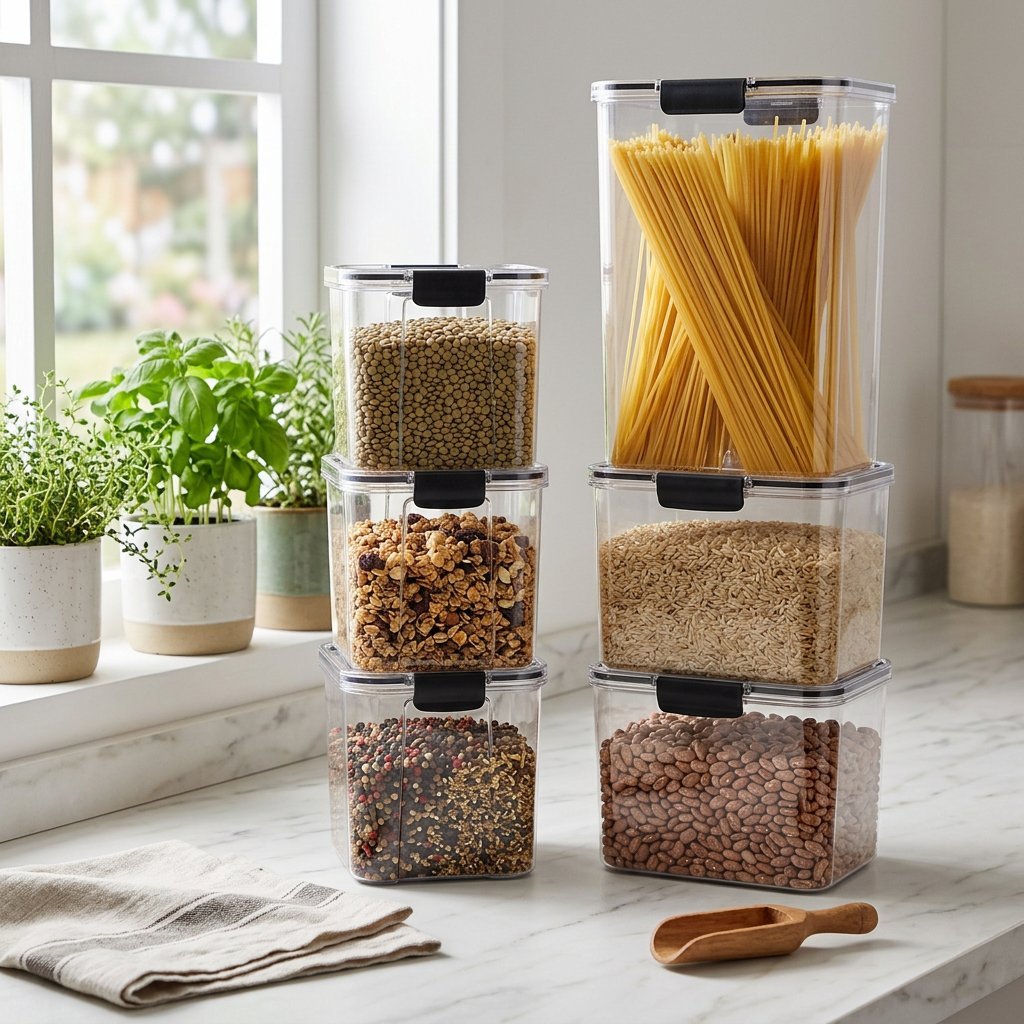 Conjunto 6 Peças Potes Herméticos Organizador Acrílico com Trava 950ml 1,4L 2,15L