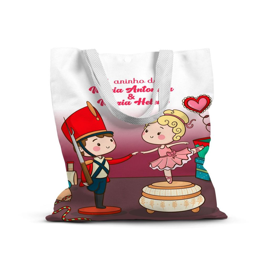 Sacolinhas Oxford Para Festa Bailarina e Soldadinho 21x24cm Lembrancinha Personalizada Aniversário