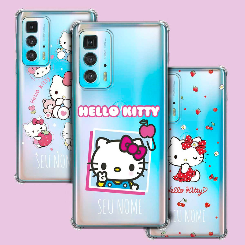 Capa Capinha - Motorola Moto Edge 20 Pro - Hello Kitty Transparente Personalizada Nome Cute Kawaii