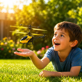 Kit 3 Helicópteros Voadores com Sensor de Mão e USB Helicóptero Premium Voador Recarregável Amarelo