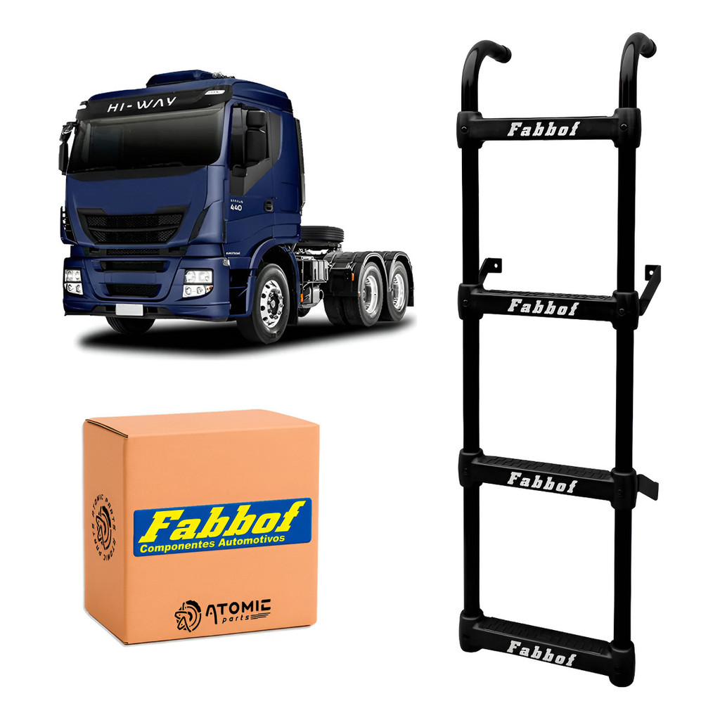 Escada Estribo Cabine Iveco Hi-way Curta - 4 Dg 119cm Preta