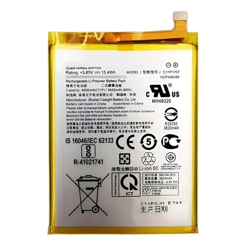 Flex Carga Bateria C11p1707 Para Max Shot Zb634kl