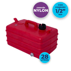 TANQUE 28 LITROS COM 1 CONEXÃO SAÍDA POR GRAVIDADE DE NYLON 1/2"BSP FÊMEA - VERMELHO