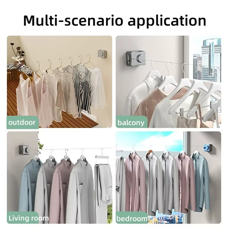 Linha De Lavanderia De Aço Inoxidável Varal Retrátil Ajustável Para Secagem De Roupas Internas E Externas Invisíve  Bran