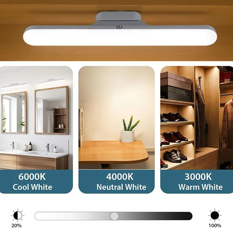 Lâmpada LED Magnética 3 Cores Dimerizável,Recarregável TYPE-C Ajuste 90° Portátil Iluminação Vendido(s) - Variação: