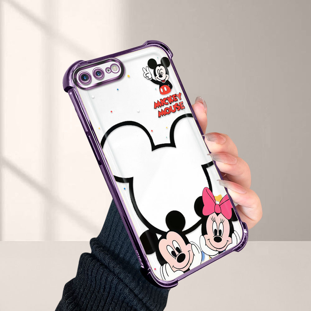 Capinha Anti-Queda Transparente Para iPhone 7 8 Plus Capa De Celular Macia Mickey FS0944
