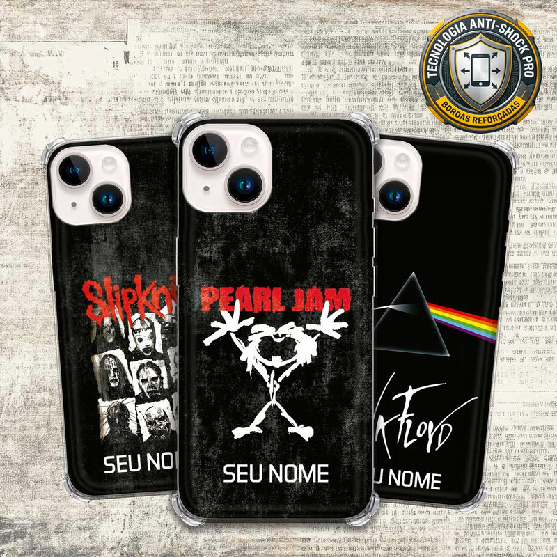 Capa Capinha - iPhone 14 Plus - Lendas do Rock Heavy Nu Metal Classico Grunge com Nome