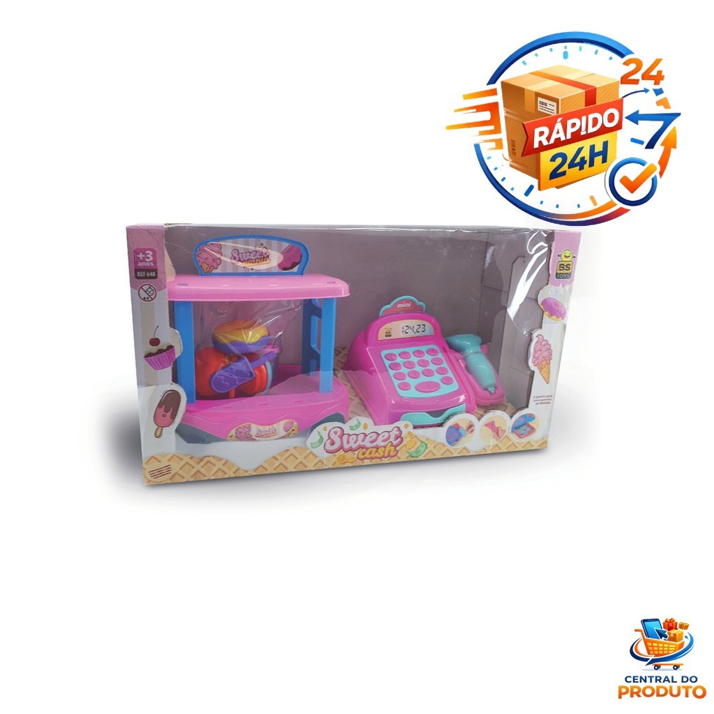 Kit Brinquedo Caixa Registradora e Sorveteira Infantil com Acessórios Divertidos para Lojinha