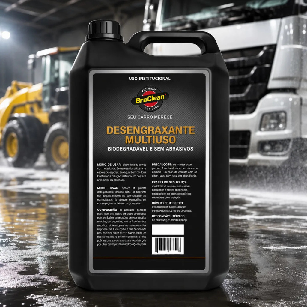 Shampoo BraClean 5L Lavagem Veicular Frota Oficina Agro Lava Rápido E Trator Automotiva Geral