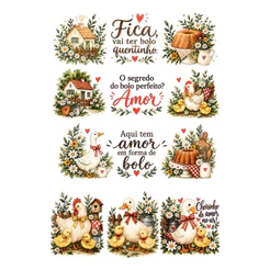Decalque Porcelana Forno Caseiro - Frase Bolo (modelo7) 6cm