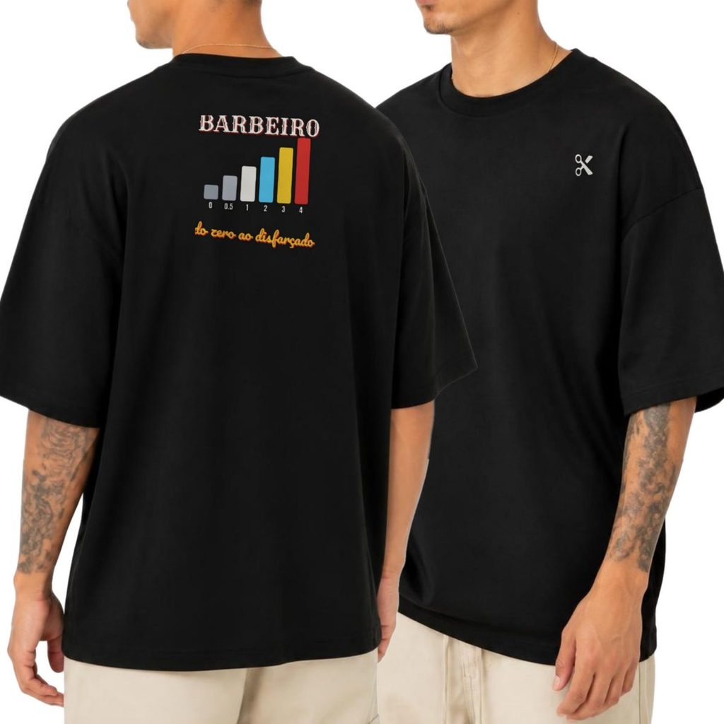 Camiseta Oversized Profissão Barbeiro Streetwear Unissex Masculina Feminina Estampada Costas Presente