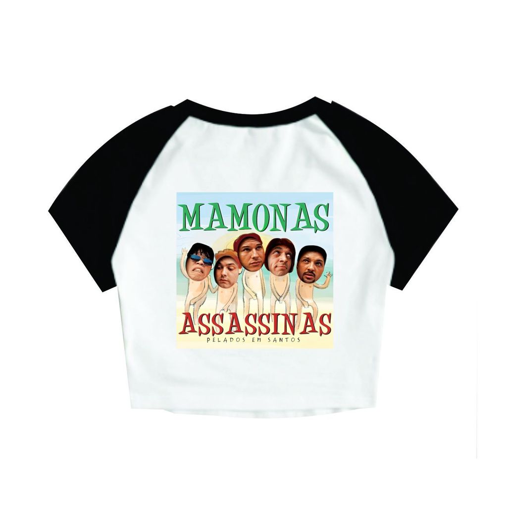 Cropped Raglan Feminino Tumblr blogueira MAMONAS ASSASSINAS capa album feminina curta