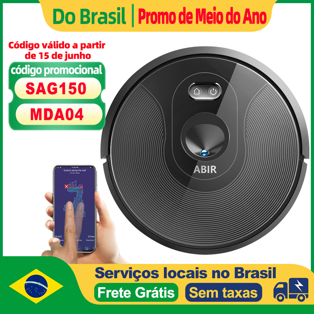 (Código: SAG150) Robô aspirador de pó ABIR X6 com navegação visual tripla, sucção 6000pa, software d