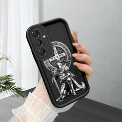 Capinha Moda Logo Para Samsung Galaxy A16 4G 5G Capa Preta Macia Silicone Proteção Estampada Case BTY 8035