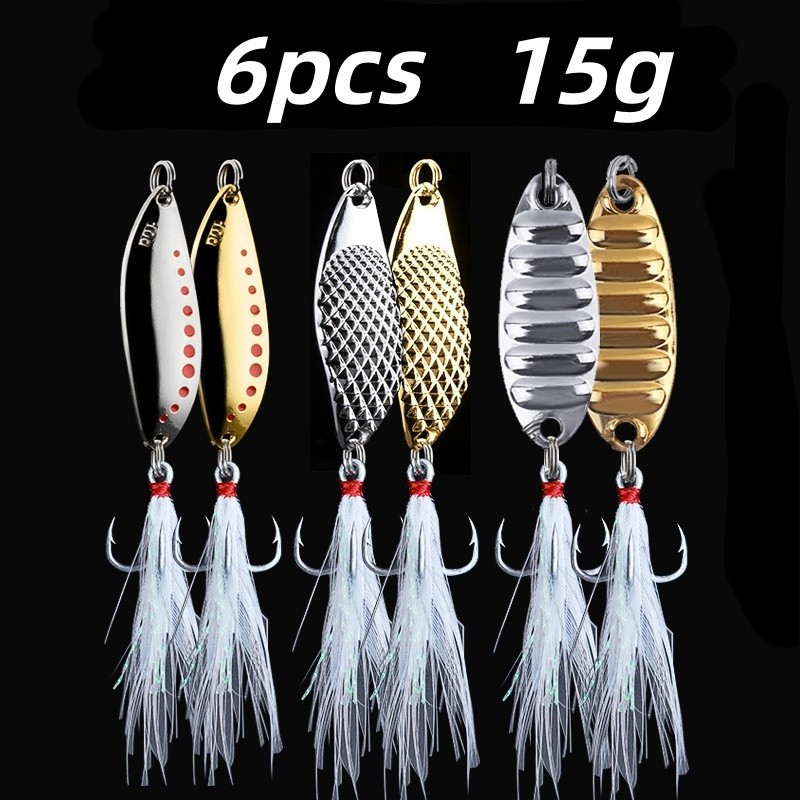 Um conjunto de 6 iscas de pesca com lantejoulas Avaliação da loja - Variação: