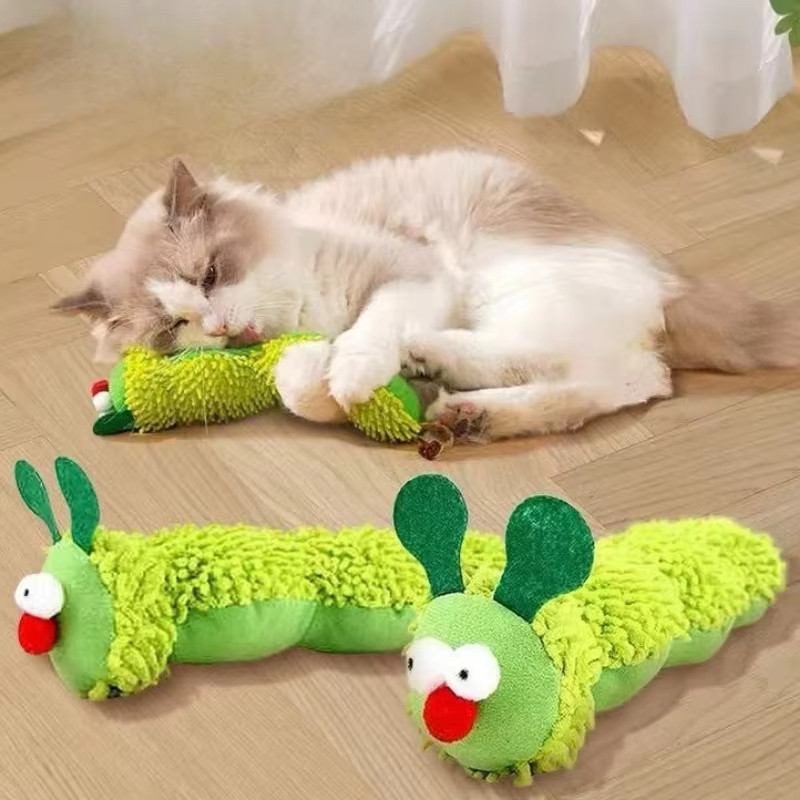 Brinquedos para gatos na fase de dentição – formato de lagarta , feitos de erva-de-gato e trepadeira prate Vendido(s) 