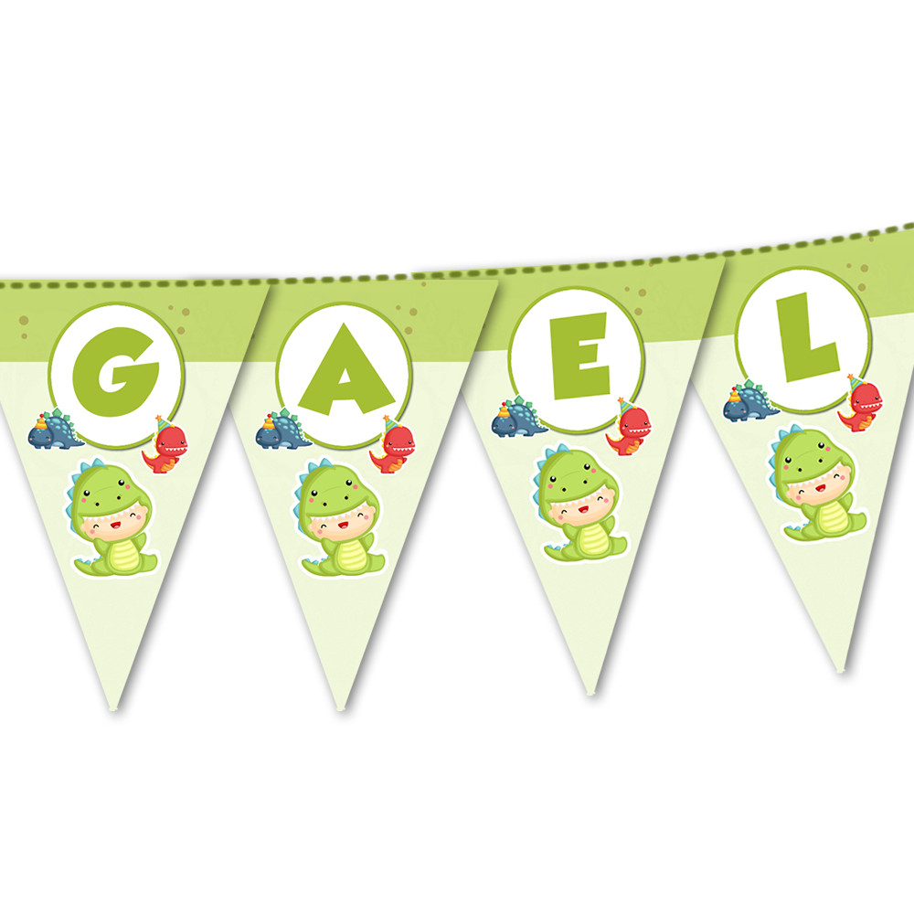 KIT 6 Bandeirola personalizada Lembrancinha Bandeirolas Festa Dino Baby Dinossauro