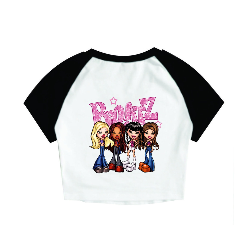 Cropped Raglan Feminino Tumblr blogueira Bratz Angel Bonecas Yasmin Cloe Jade Sasha Tour Moda feminina curta