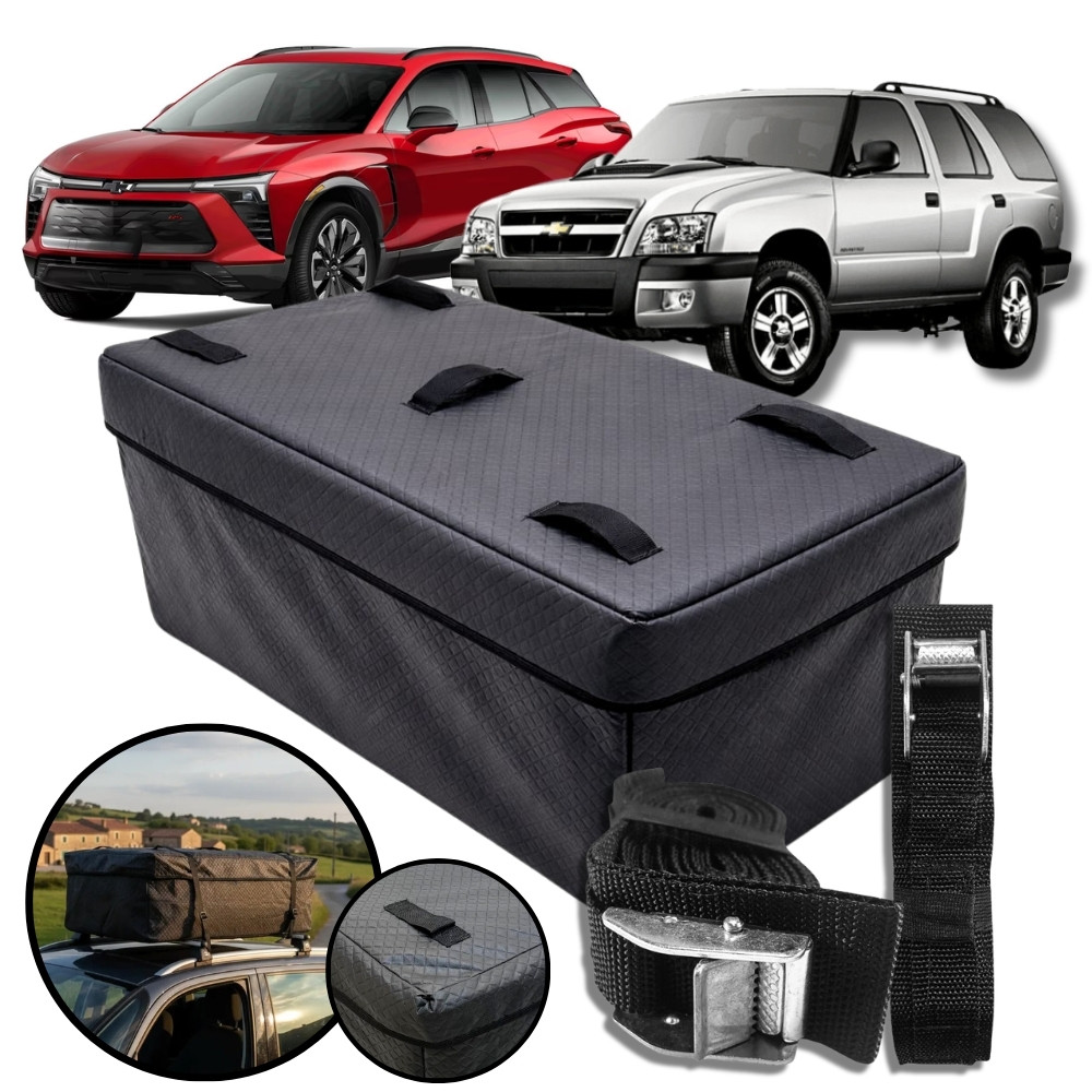 Bolsa Maleiro Teto 180L Impermeável + Cinta Carga GM Blazer
