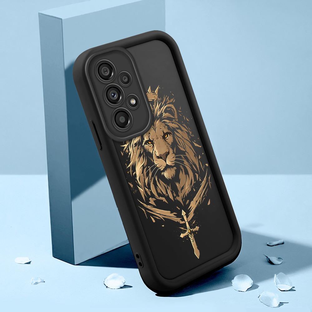 Capinha Leão Para Samsung Galaxy A53 5G Capa De Celular Macia Silicone Protetora Preta Case BTY 7513