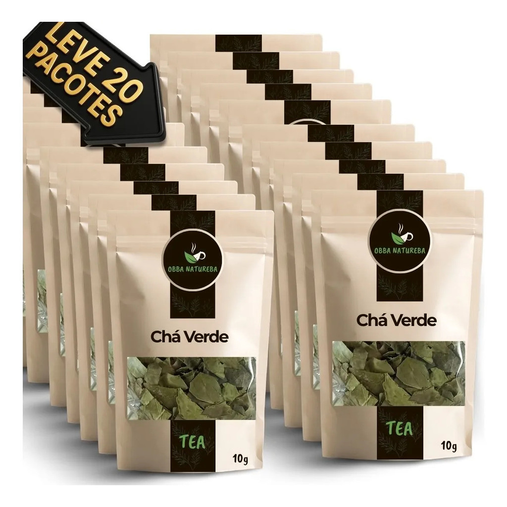 Infusão de Chá Verde Para Preparo de Chá Notas Naturais-Com 20 Pacotes