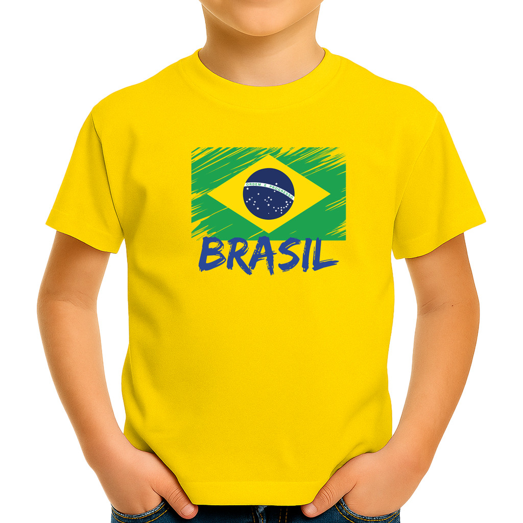 Camisa Camiseta de Algodão Infantil Juvenil Para Menino Menina Unissex do Brasil MD6