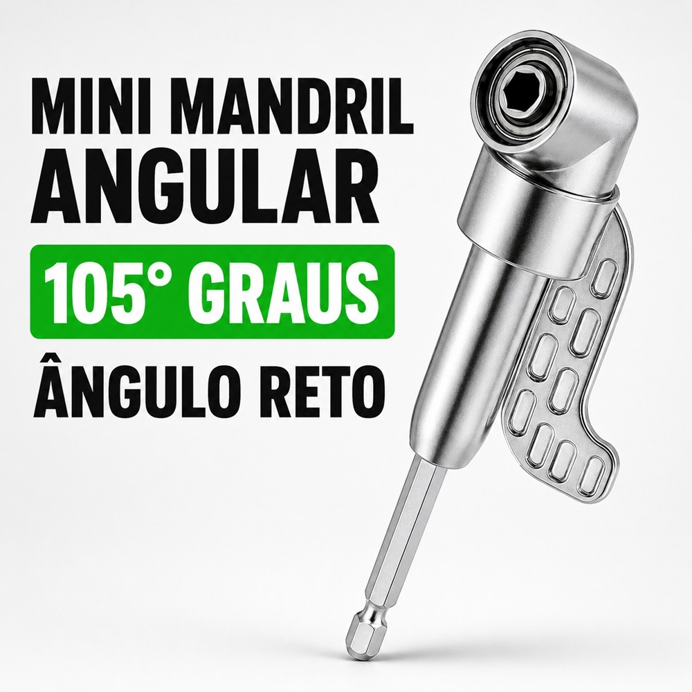 Mandril Angular 105° Profissional para Furadeira Parafusadeira Acesso em Cantos