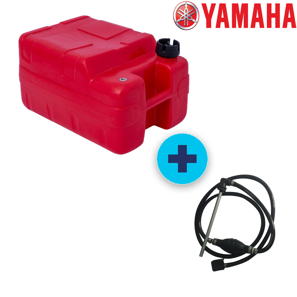 TANQUE 30 LITROS COM MANGUEIRA COMPLETA YAMAHA, MERCURY AMERICANO, MARINER ou TOYAMA - VERMELHO