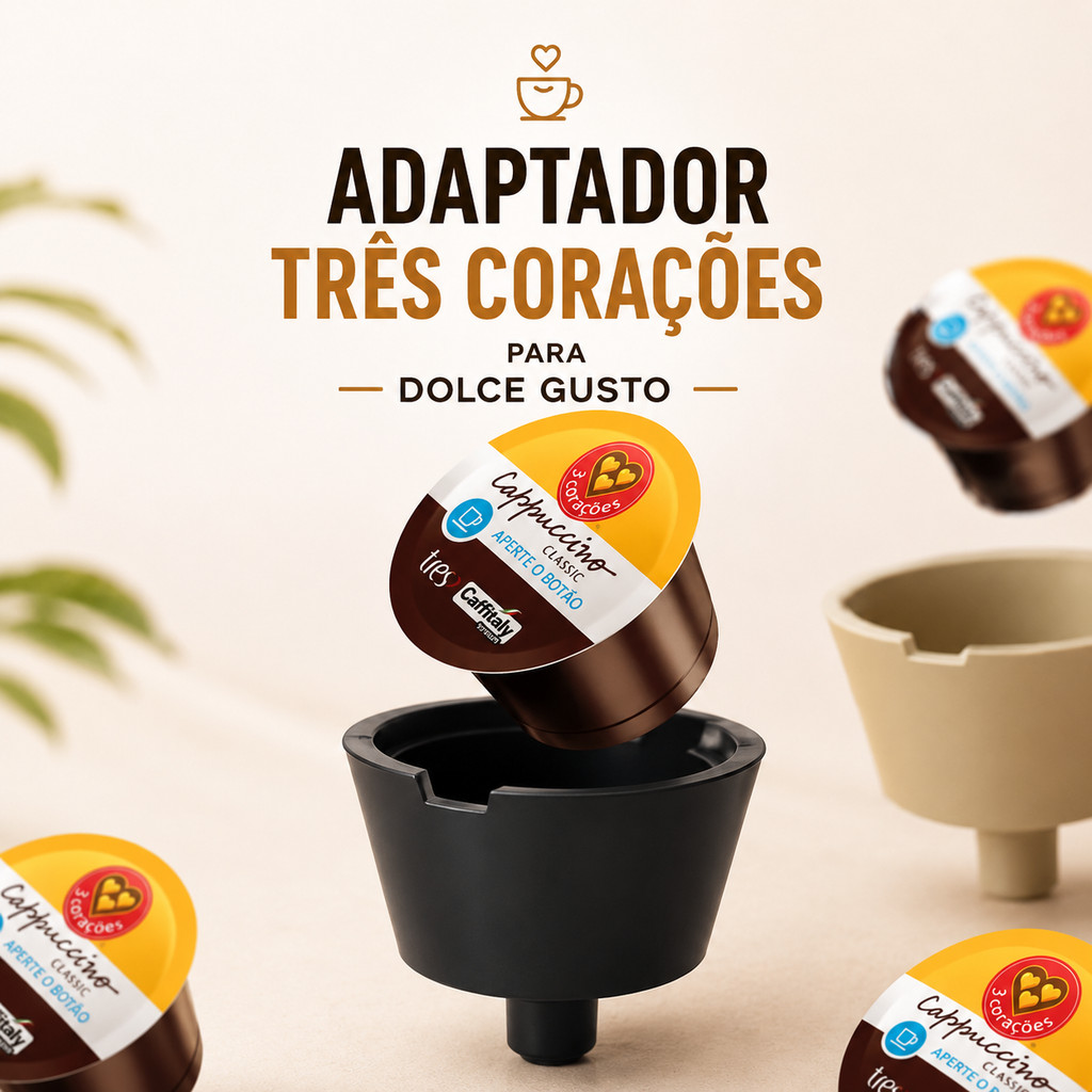 Adaptador para Capsula Tres Coracoes em Cafeteira Dolce Gusto Reutilizavel Compativel Cafe
