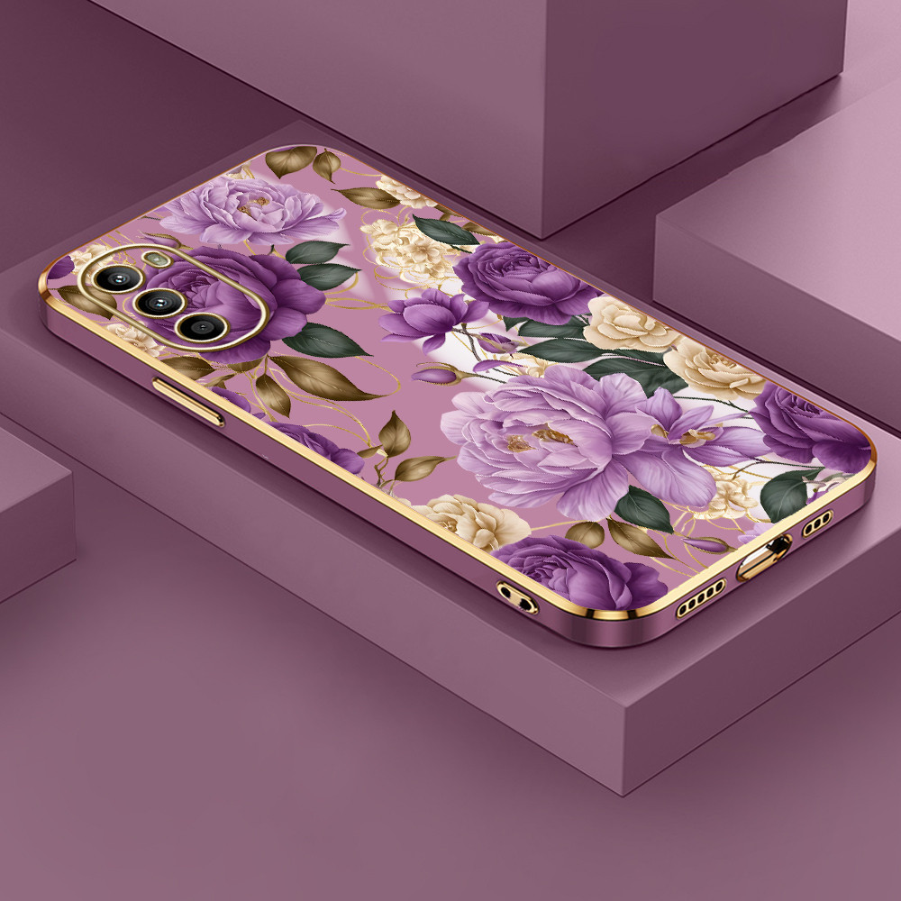Capinha Para Samsung Galaxy A17 A26 4G 5G Capa Borda Brilho Macia de Silicone Flores Case DD 2261