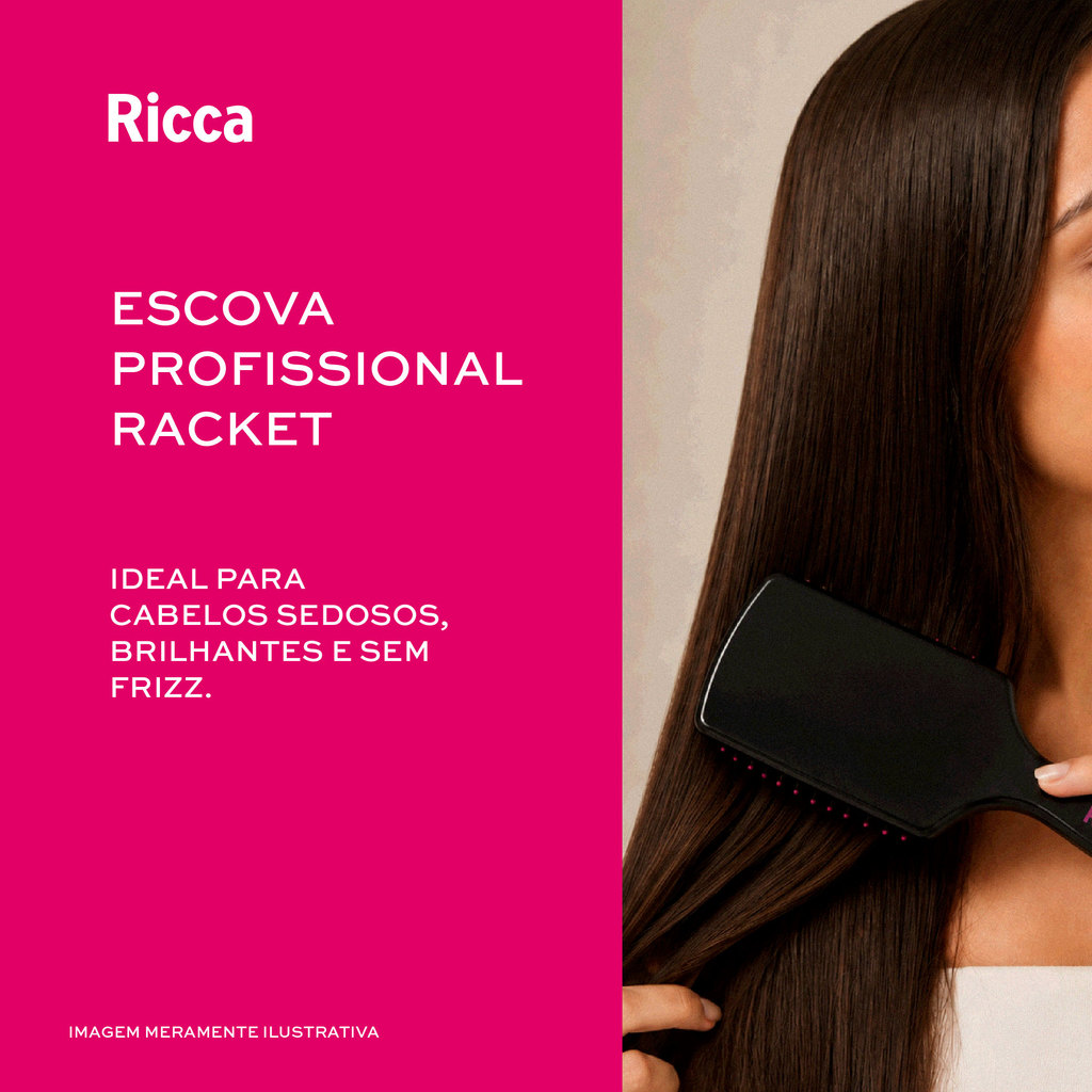 Escova de Cabelo Raquete Almofadada Profissional Ricca · foto 2