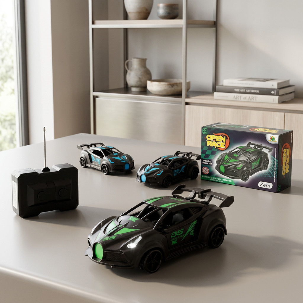 Carro de Controle Remoto 3 Funções Escala 1:24 Modelo Sport Rápido e Divertido