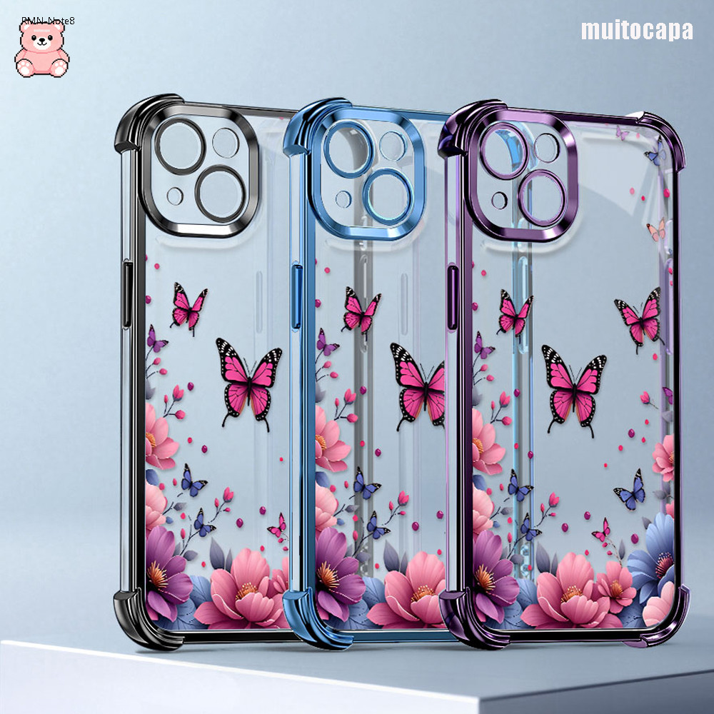 Capinha Borboleta Para Xiaomi Redmi Note 14 13 12 12S 11 11S 10 10S 9 8 Pro 4G 5G Capa Anti-Impacto Transparente FS 0954 em Oferta na Shopee