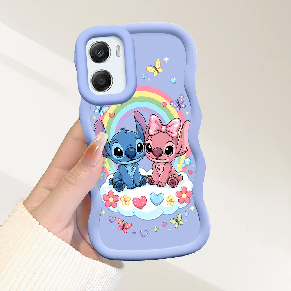 Capinha Stitch Para Motorola Moto G06 Capa De Silicone Macia Estilo Simples Macaron Case 0041